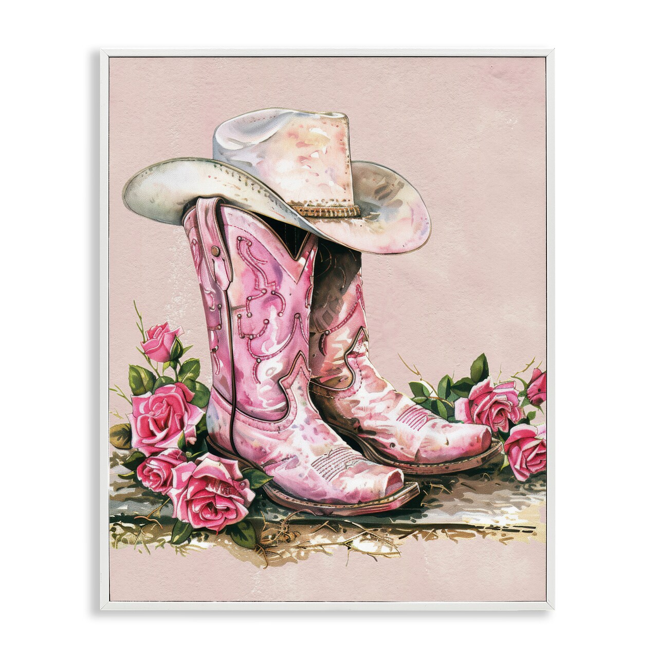Stupell Industries Glam Bling Cowgirl Boots Framed Giclee Wall Art Design by Lettered and Lined